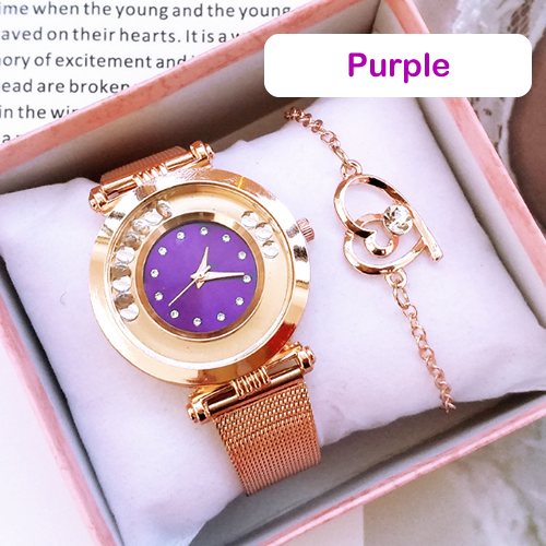 Ladies wristwatch with Bracelet - Purple colour