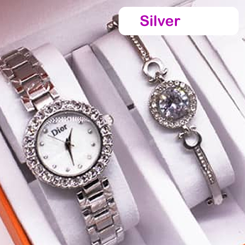 Ladies wristwatch with Diamond - White Gold colour